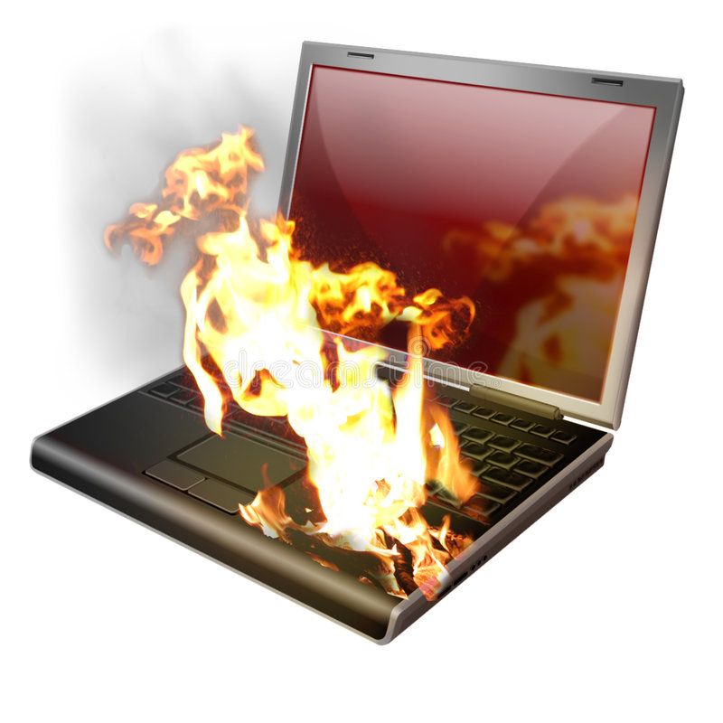 ordinateur portatif brûlant cahier 1212336