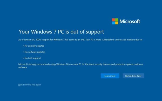 pc con windows 7 no tiene soporte